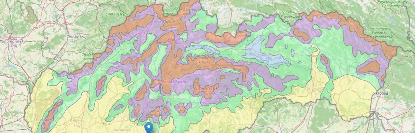 Mapa snehových oblastí Slovenska